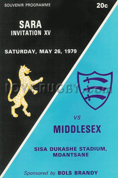 1979 SARA Invitation XV v Middlesex  Rugby Programme